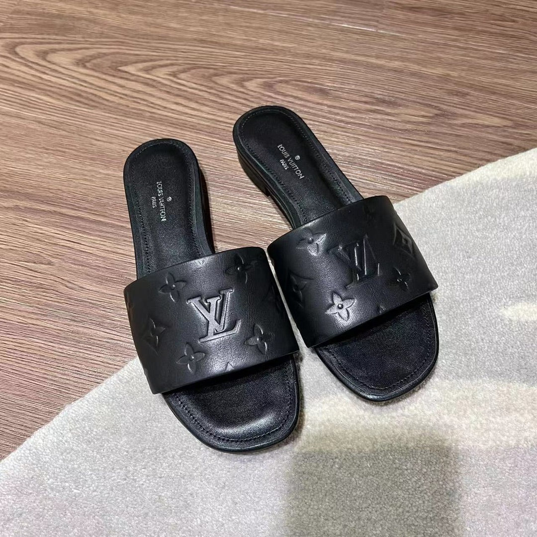 LV Neo Revival Flat Mule 15mm Black Cowhide