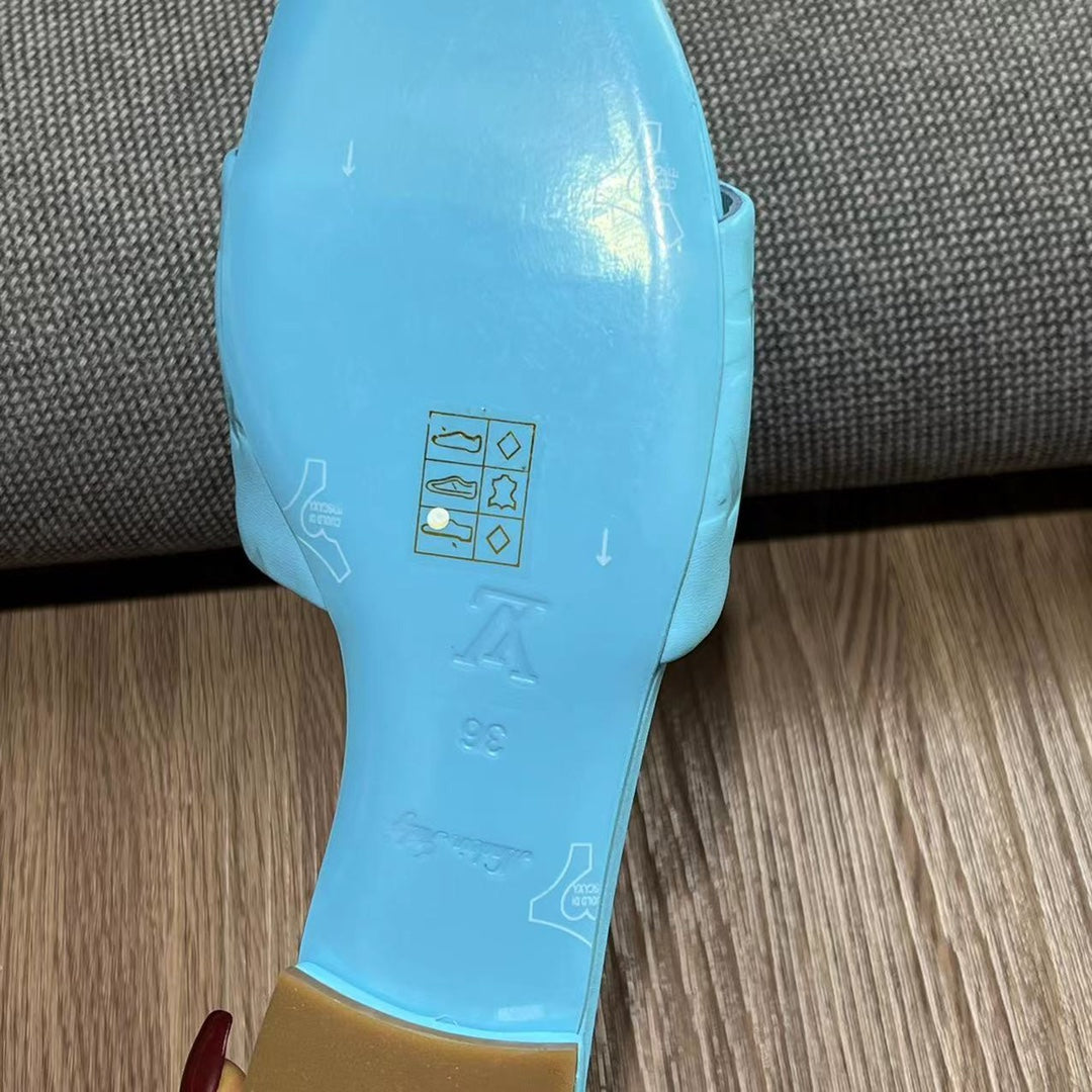 LV Neo Revival Flat Mule 15mm Blue Cowhide