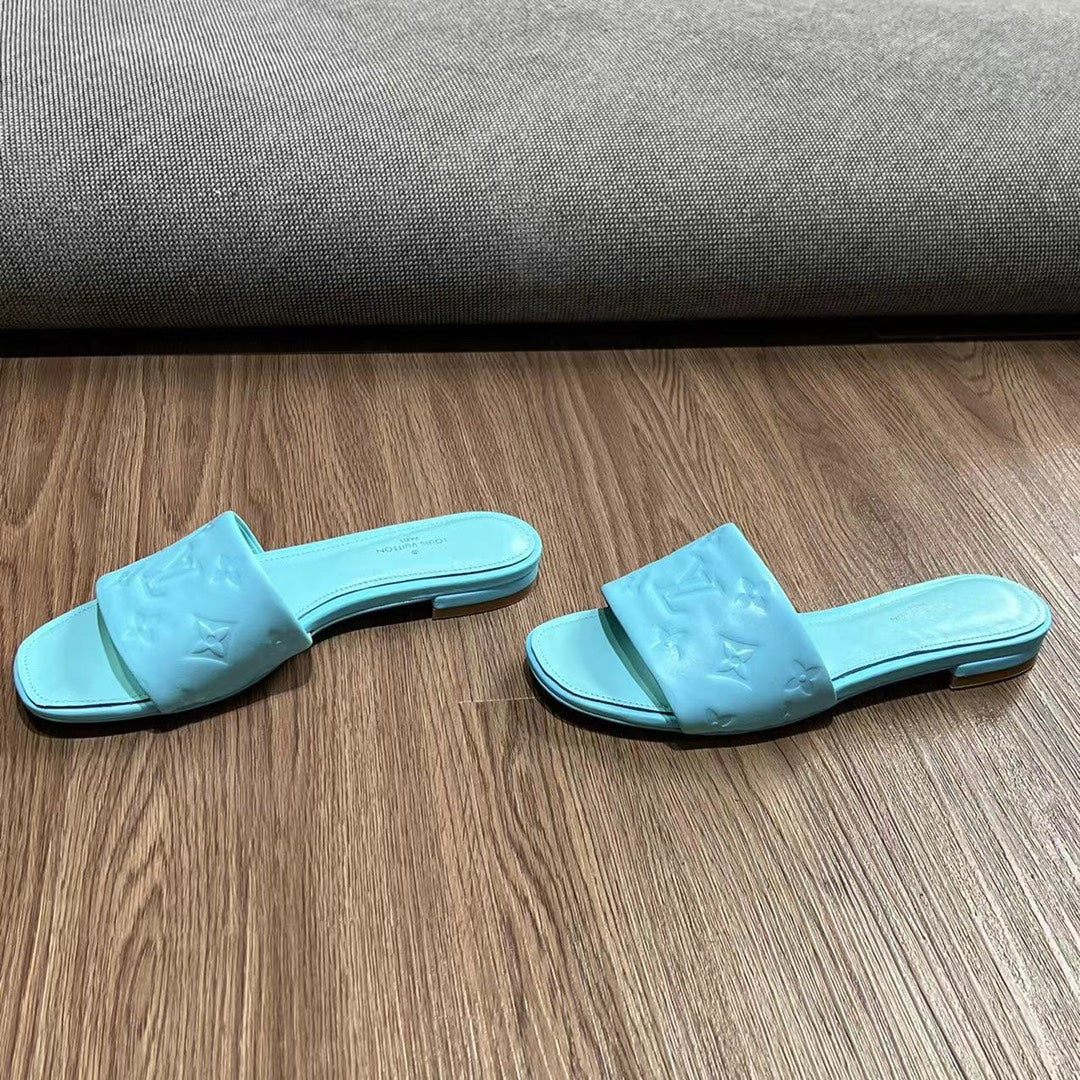 LV Neo Revival Flat Mule 15mm Blue Cowhide