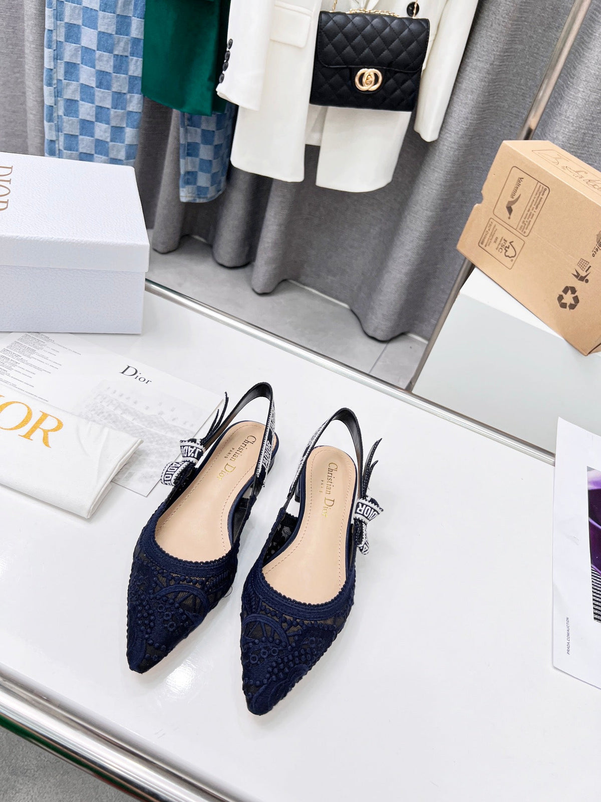 CD 25 J'Adior Slingback Flat Mesh Fabric 237966