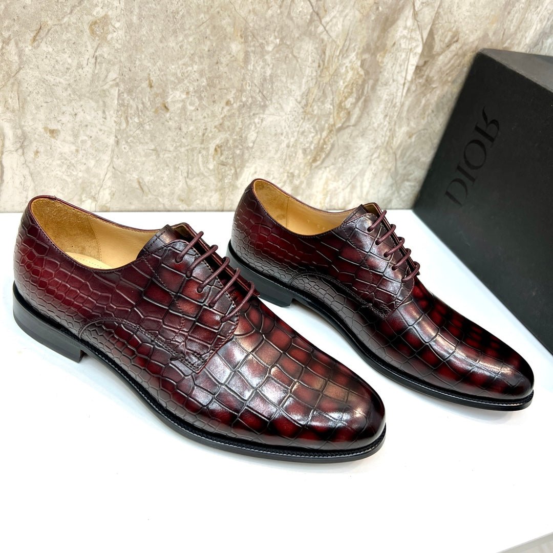 CD CROCODILE MOTIF BASIC OXFORD LAVA COLOR CALFSKIN