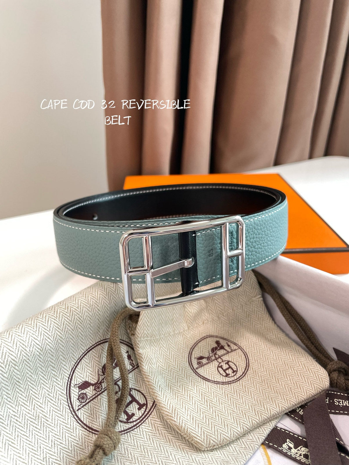 HM Cape Cod 32mm Reversible Belt Green Black Leather 187796