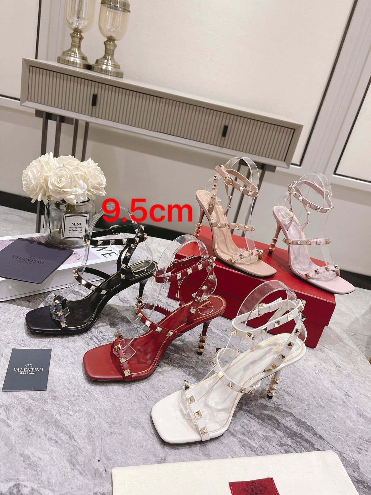 Valentino Rockstud Sandals Heels 95MM Sheepskin