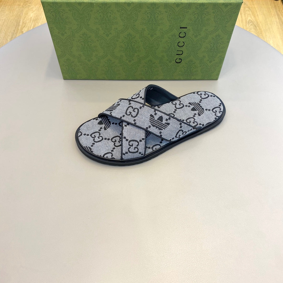 GG x Adidas Men's Sandals Slide Grey Canvas 558900