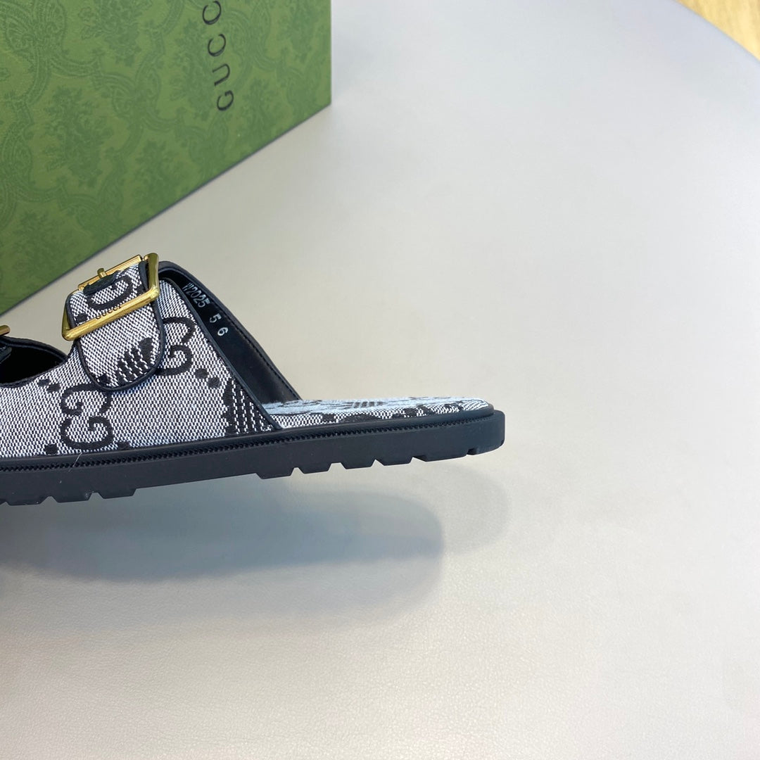 GG x Adidas Men's Sandals Slide Grey Canvas 558899