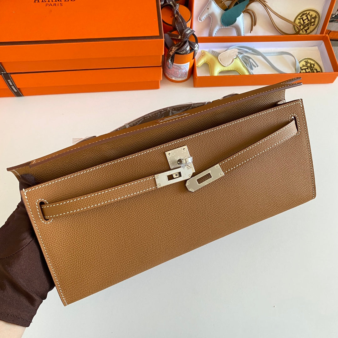 HM Kelly Cut 31 Peanut Butter Epsom Leather Silver Hardware 229056