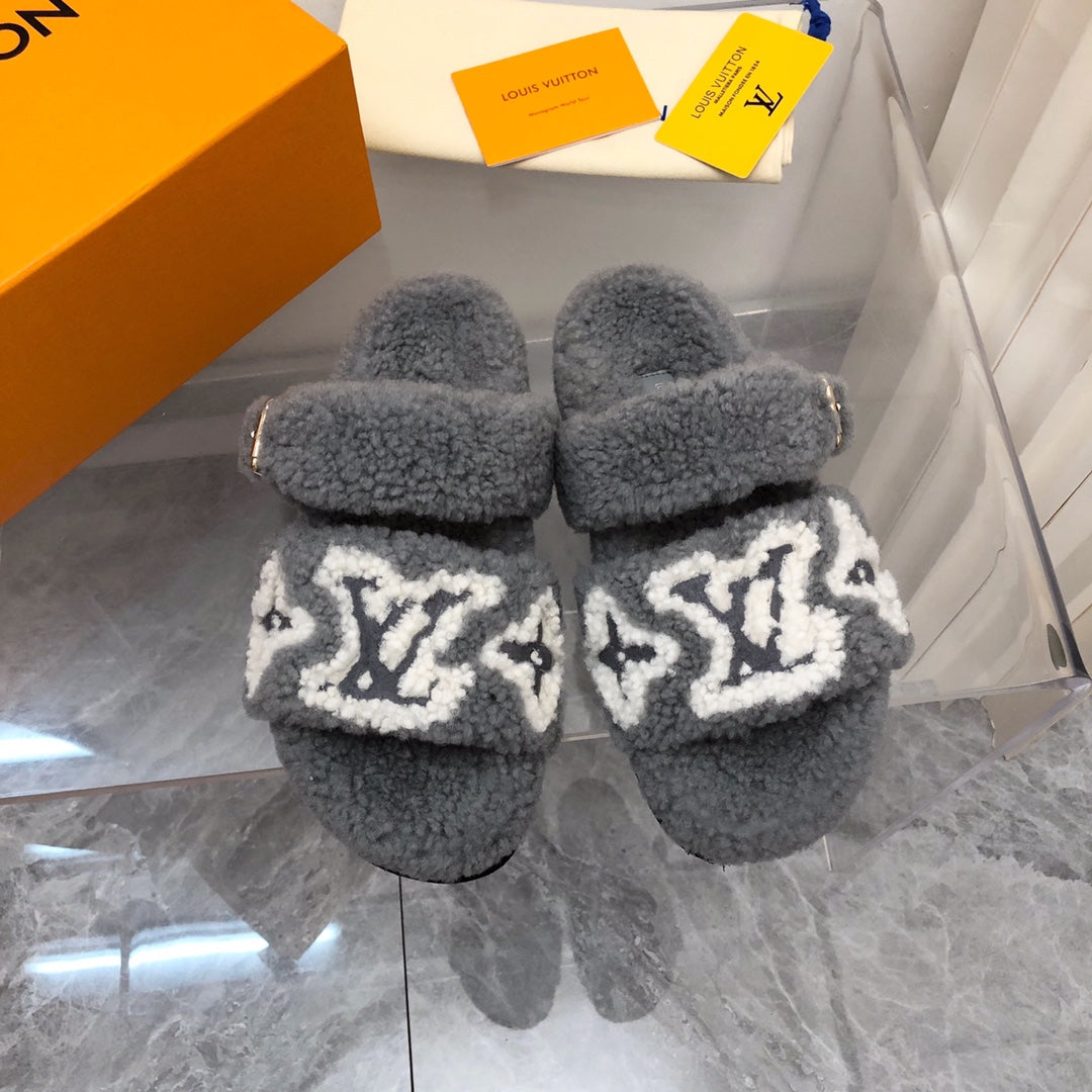 LV Paseo Flat Comfort Mule Grey Wool