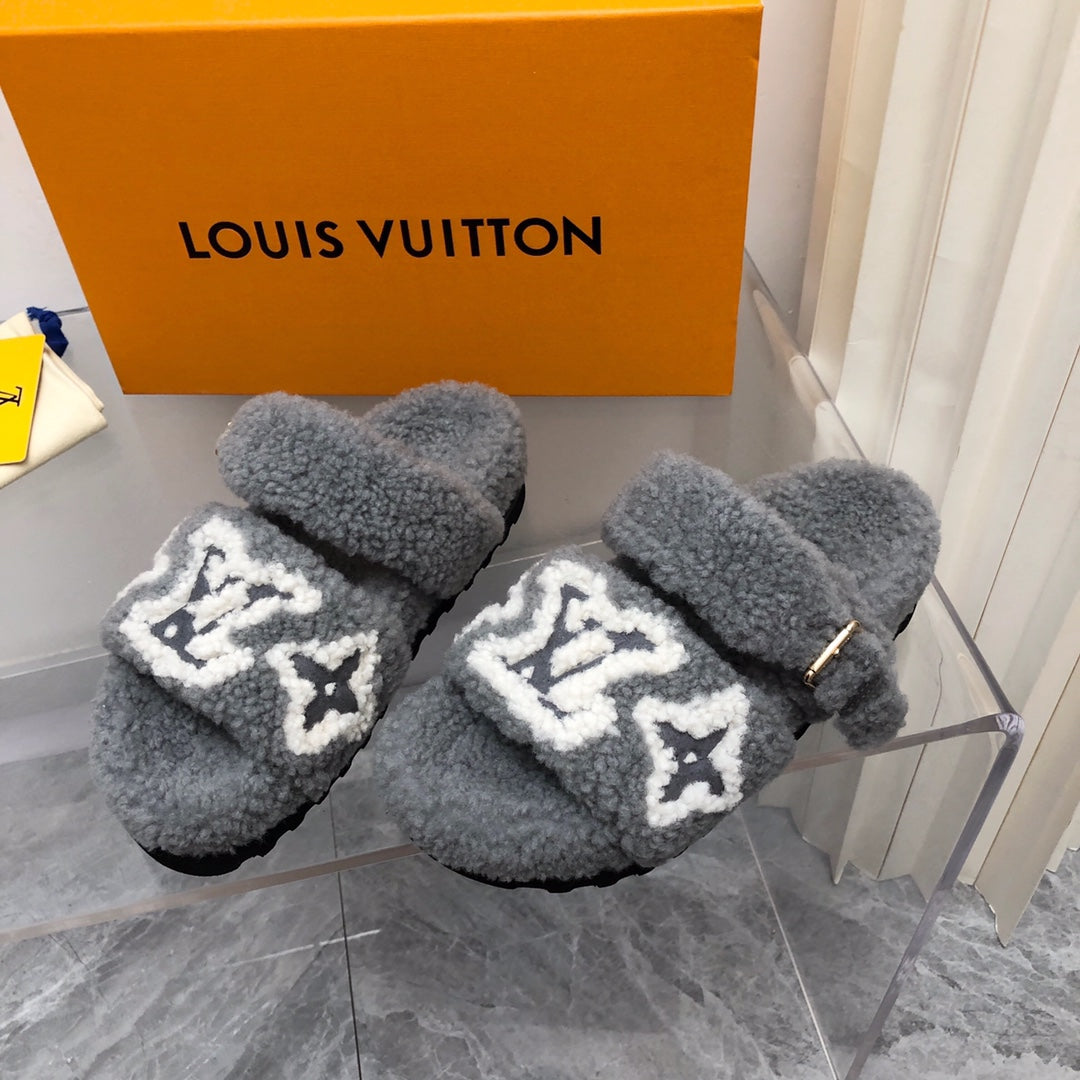 LV Paseo Flat Comfort Mule Grey Wool