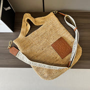 Loewe Slit Handbag Beige mix Brown Raffia Cowhide 254128