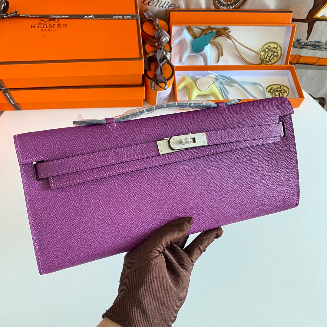 HM Kelly Cut 31 Violet Epsom Leather Silver Hardware 229036