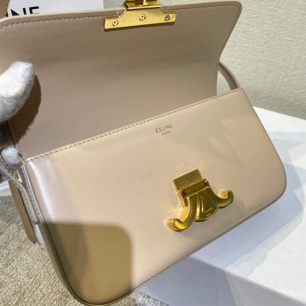 classic triomphe 20 light beige calfskin gold hardware