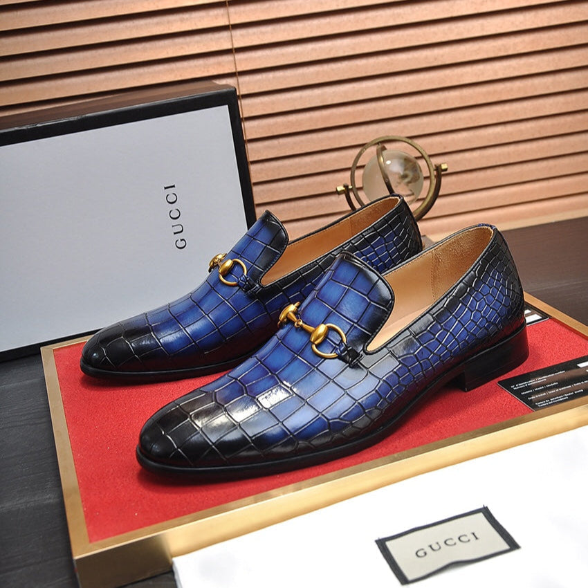 GG Men's Loafer Blue mix Black Embossed Cowhide 295649