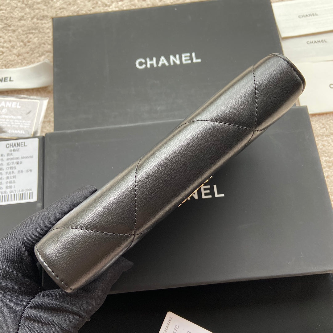 CC 19 Long Wallet 19cm Black Calfskin