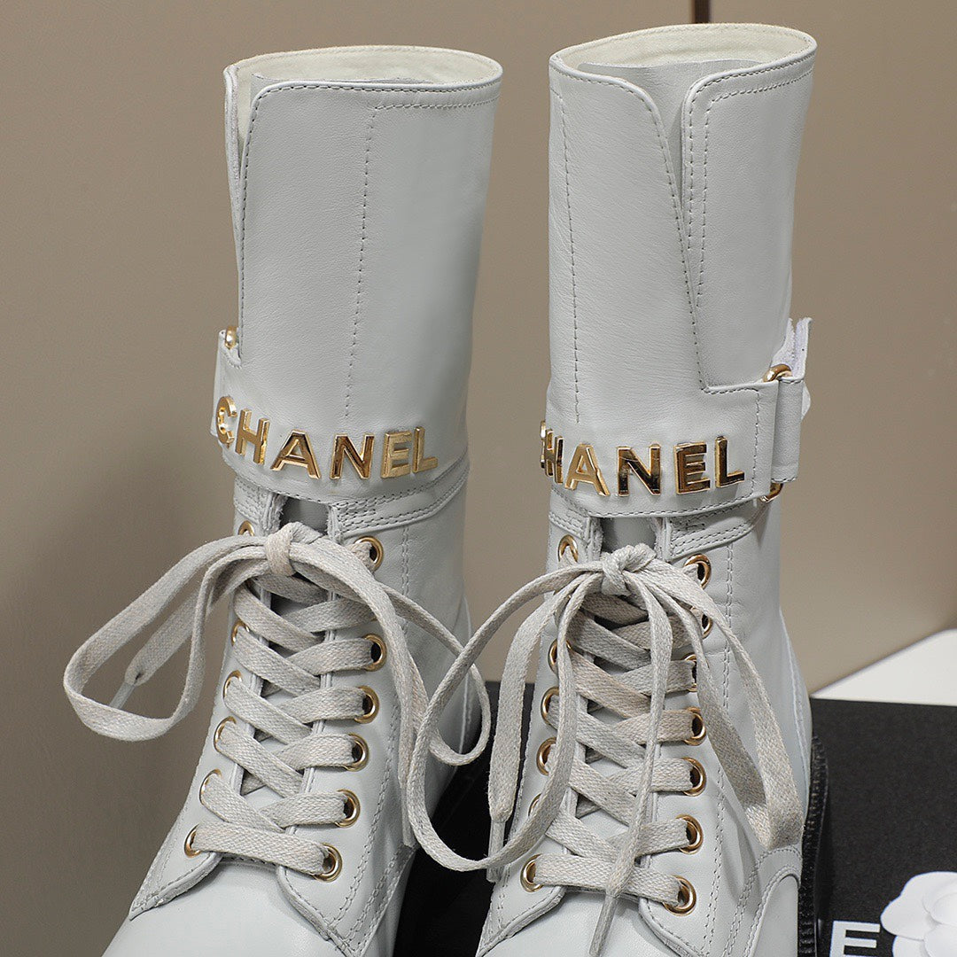 Chanel 2026 Lace-Up Combat Boots Leather Suede 194072
