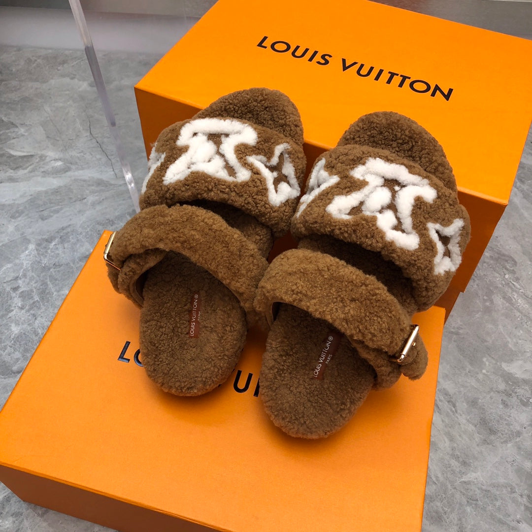 LV Paseo Flat Comfort Mule Dark Brown Wool