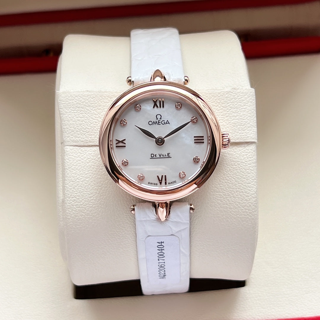 Omega De Ville 27.4mm Pink Gold Mop Pearl Dial