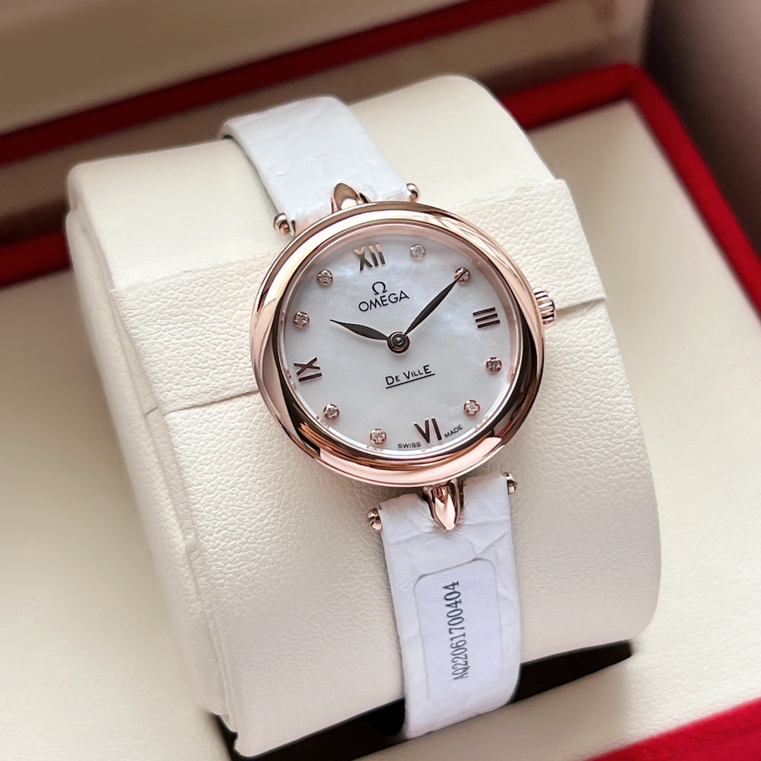 Omega De Ville 27.4mm Pink Gold Mop Pearl Dial