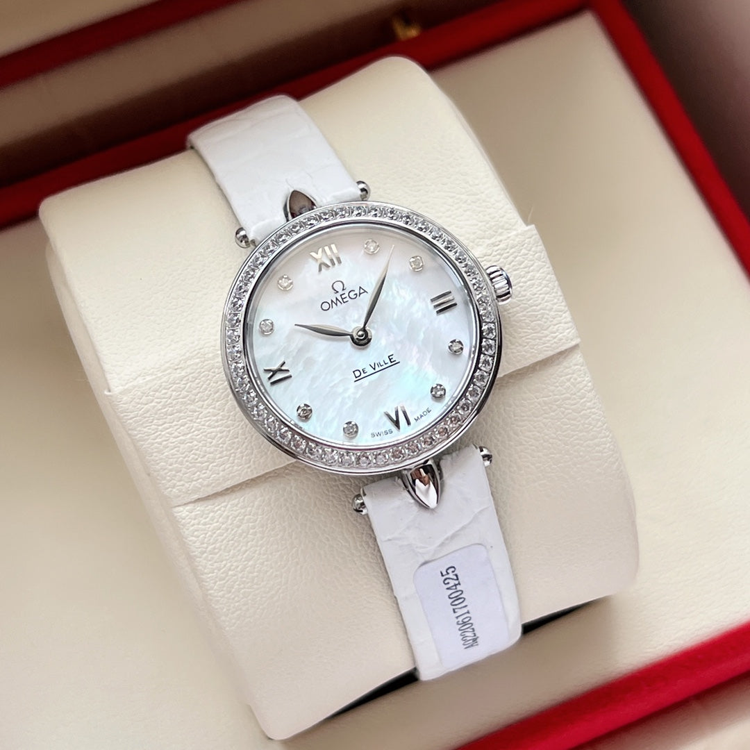 Omega De Ville 27.4mm Silver Mop Pearl Dial