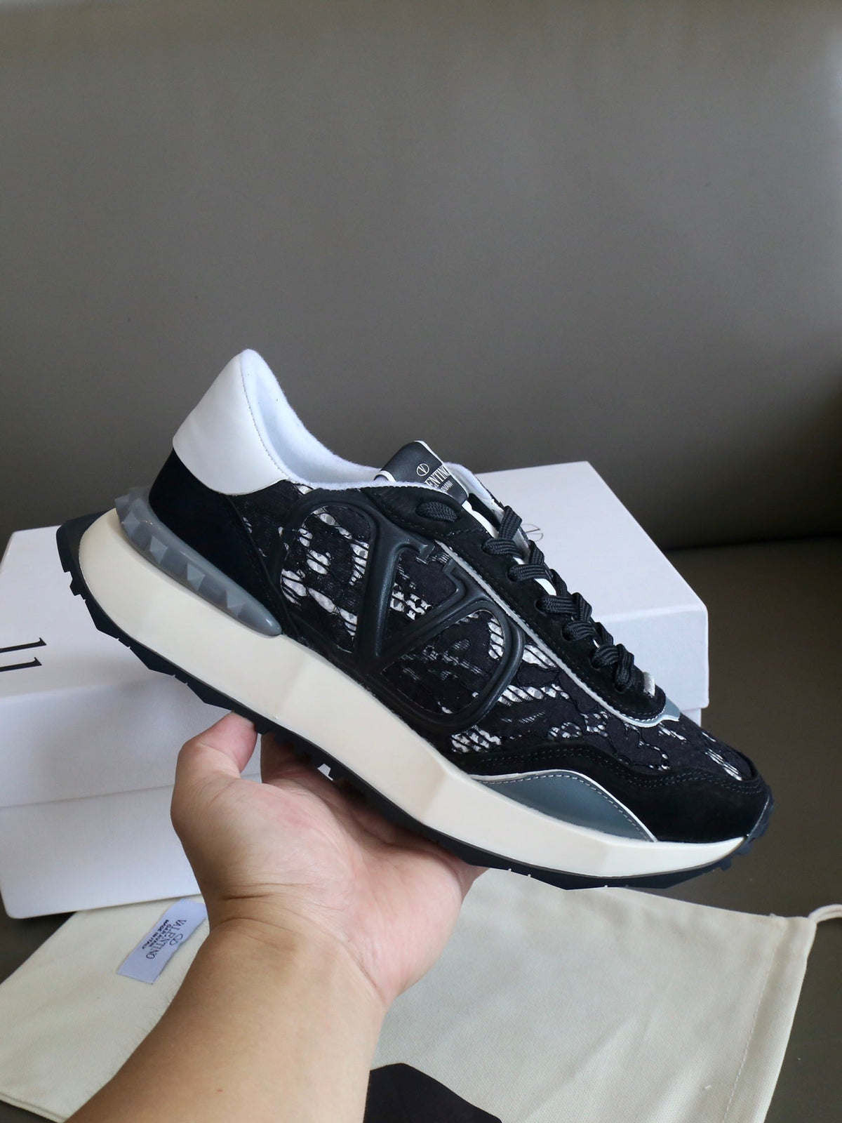 VT Lace Sneaker Black Suede Leather