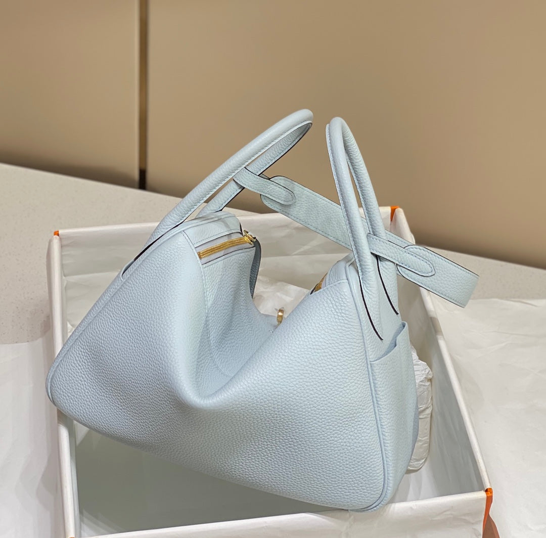 HM LINDY 30 BAG PASTEL BLUE TAURILLON CLEMENCE LEATHER