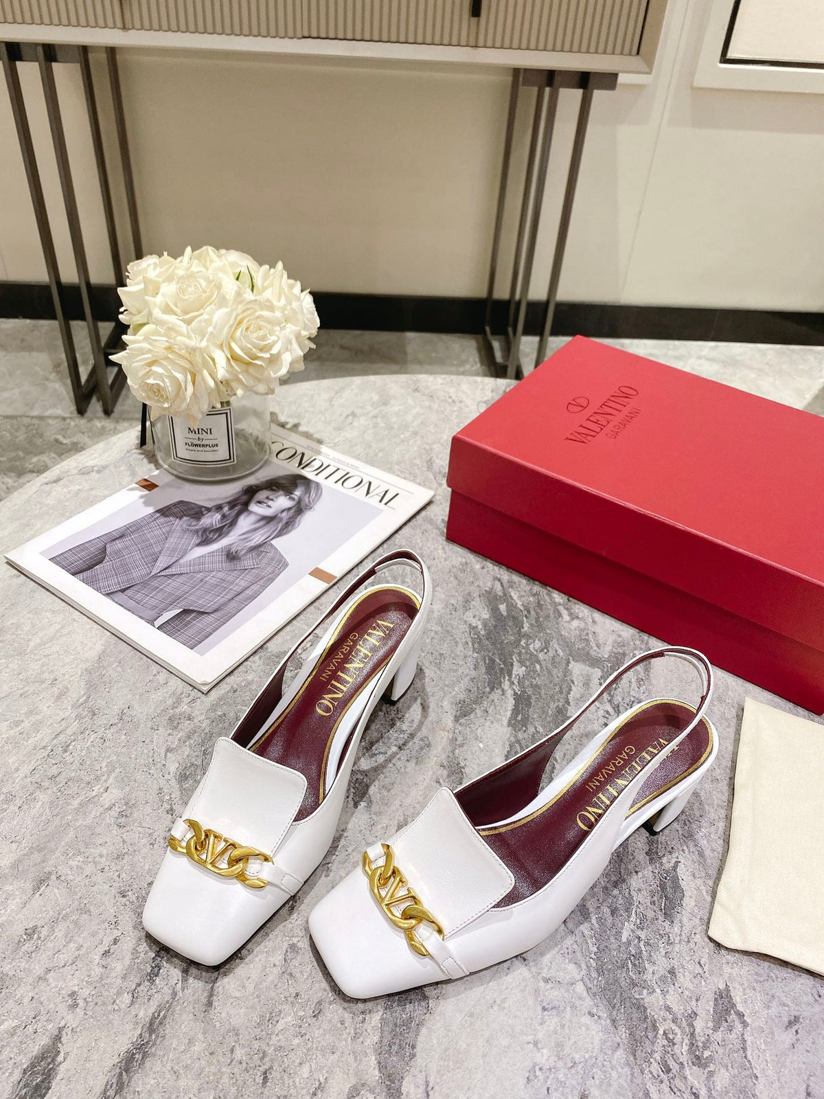 Valentino Slingback Heels Cowhide 239593