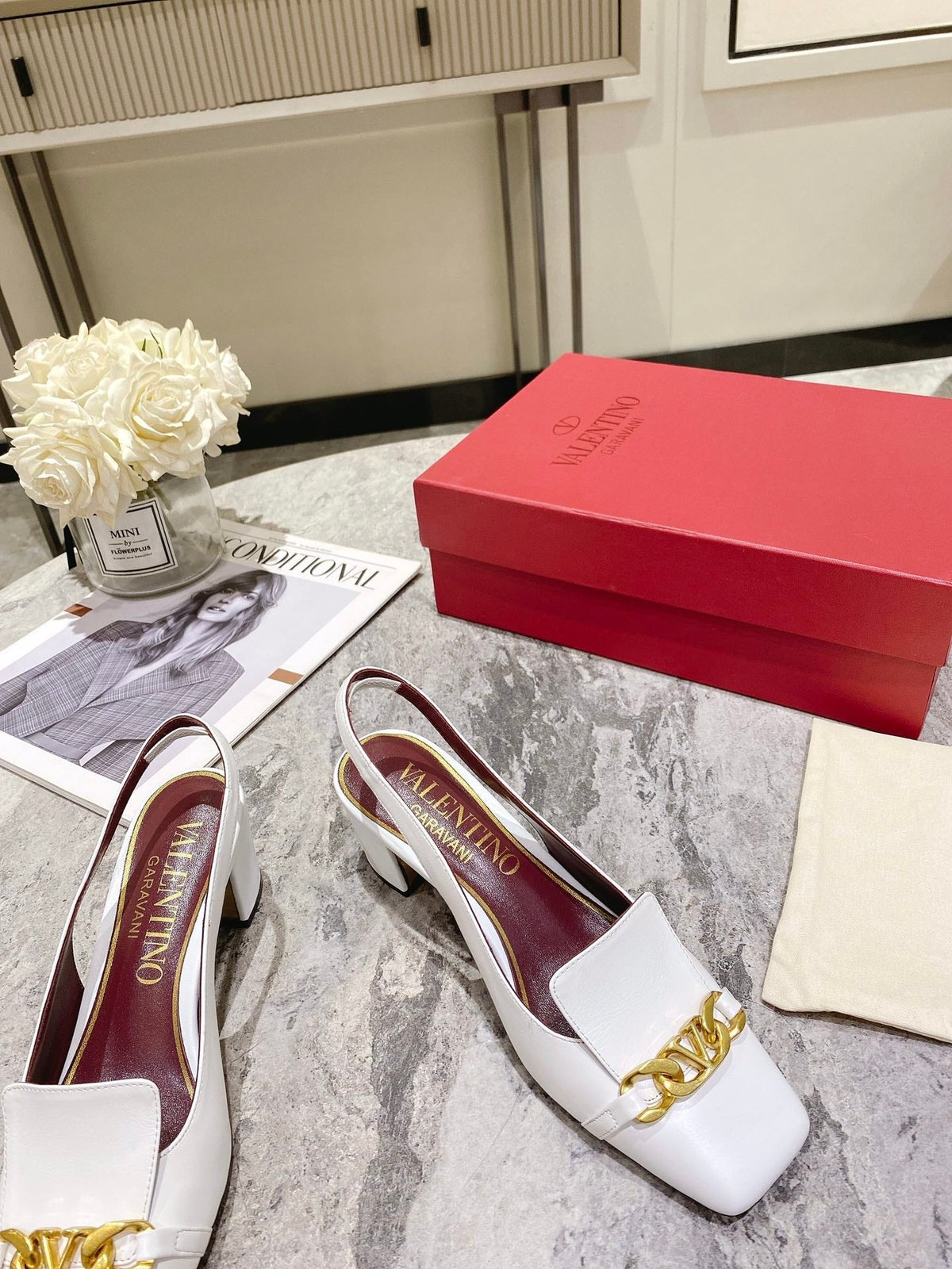 Valentino Slingback Heels Cowhide 239593