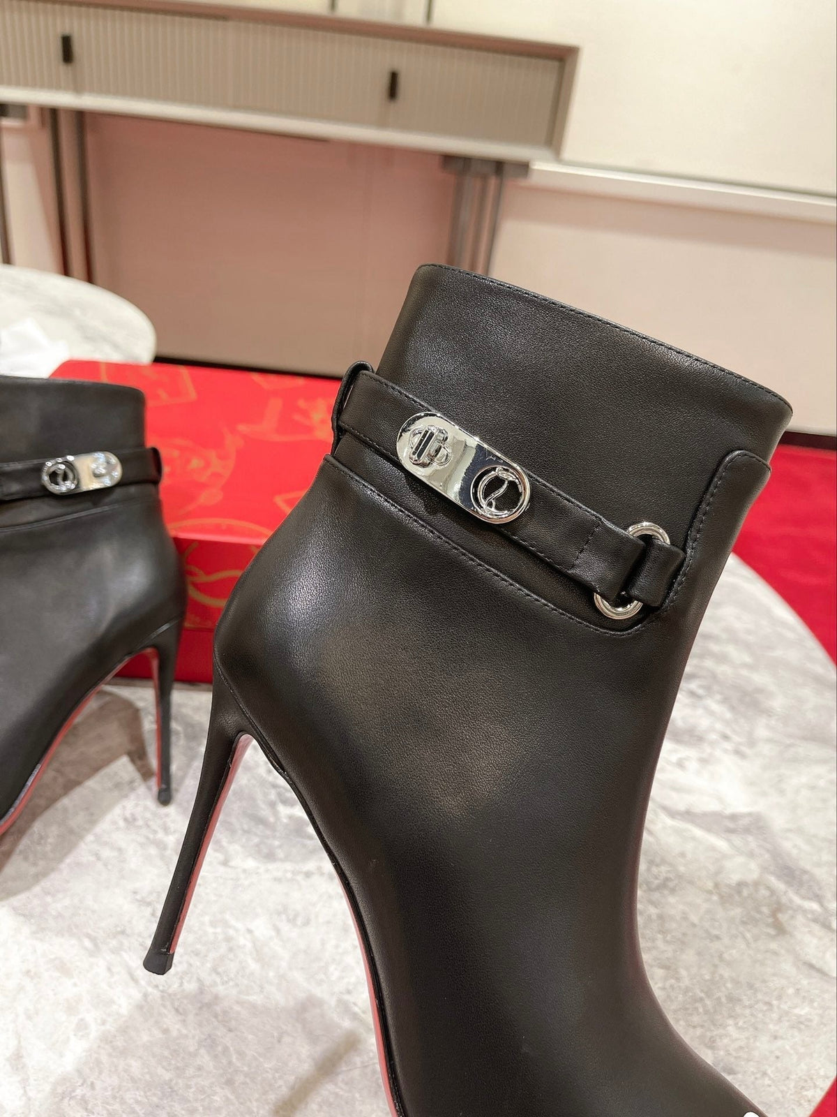 CL Lock So Kate Ankle Boots 100mm Calf Leather Black