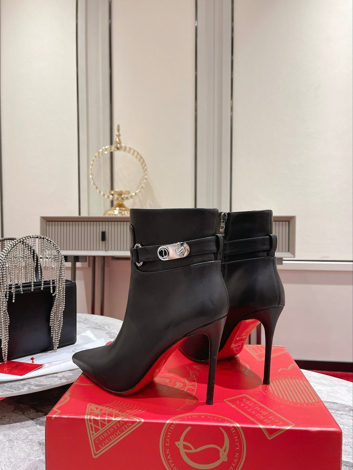 CL Lock So Kate Ankle Boots 100mm Calf Leather Black