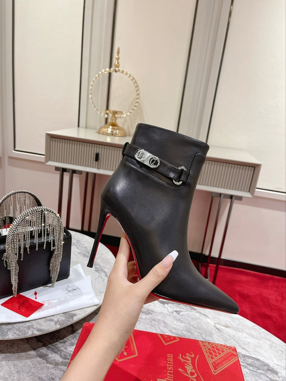 CL Lock So Kate Ankle Boots 100mm Calf Leather Black