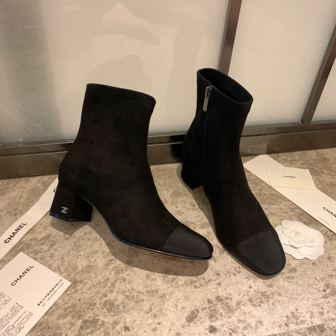 CC Ankle Boots 50mm Black Suede And Lycra Fabric 940055