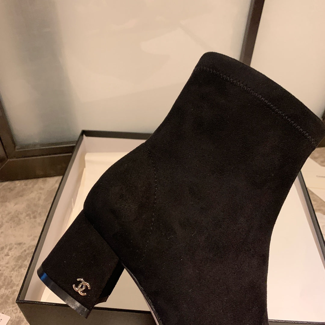 CC Ankle Boots 50mm Black Suede And Lycra Fabric 940055