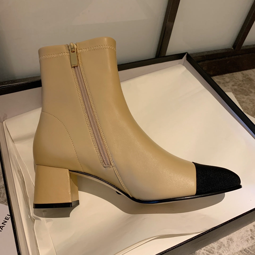 CC Ankle Boots 50mm Beige Lambskin And Lycra Fabric 940058