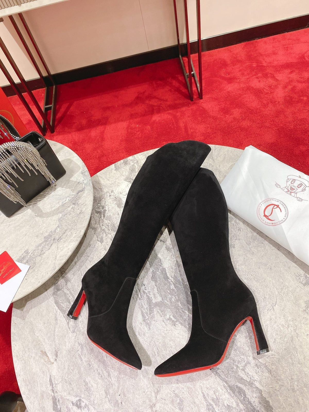 CL Eleonor High Heel Boots 85mm Suede Black