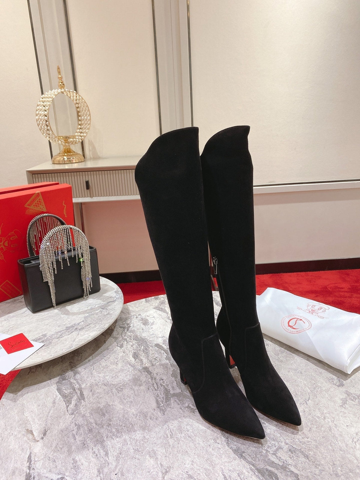 CL Eleonor High Heel Boots 85mm Suede Black