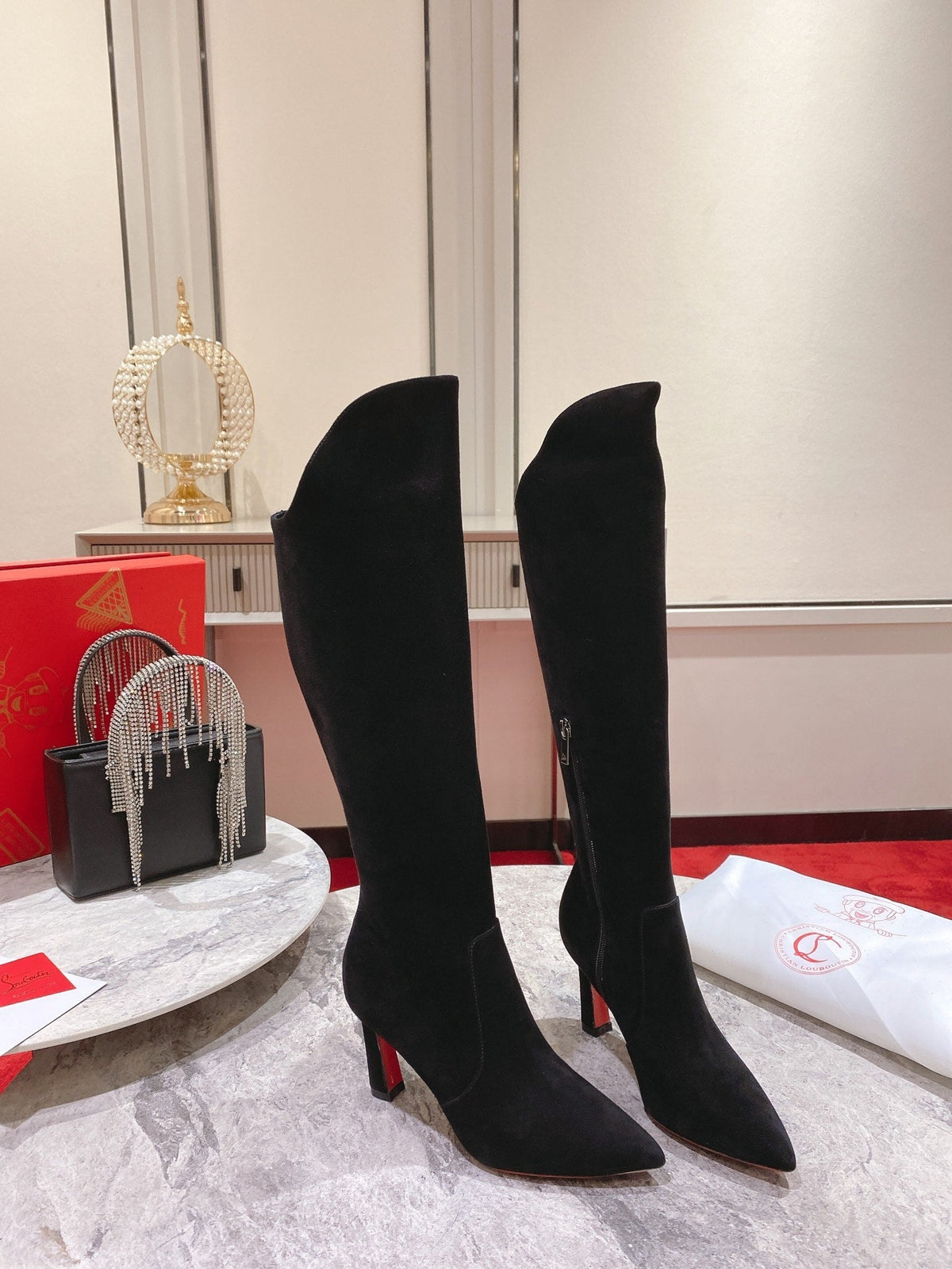 CL Eleonor High Heel Boots 85mm Suede Black