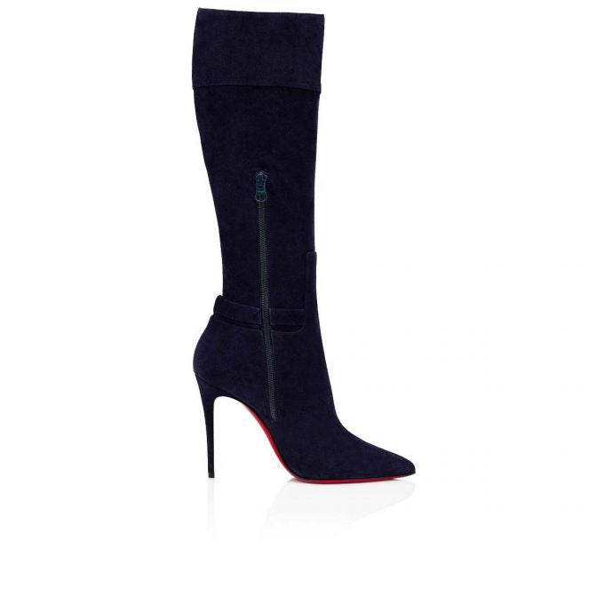 CL Tall Boot Lock Kate Botta 100 mm Black Suede Calfskin