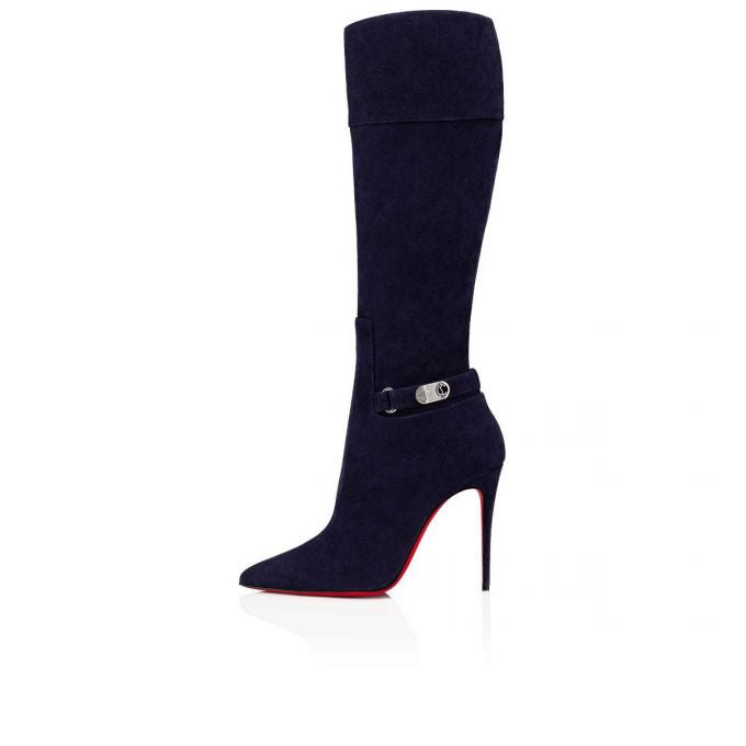 CL Tall Boot Lock Kate Botta 100 mm Black Suede Calfskin