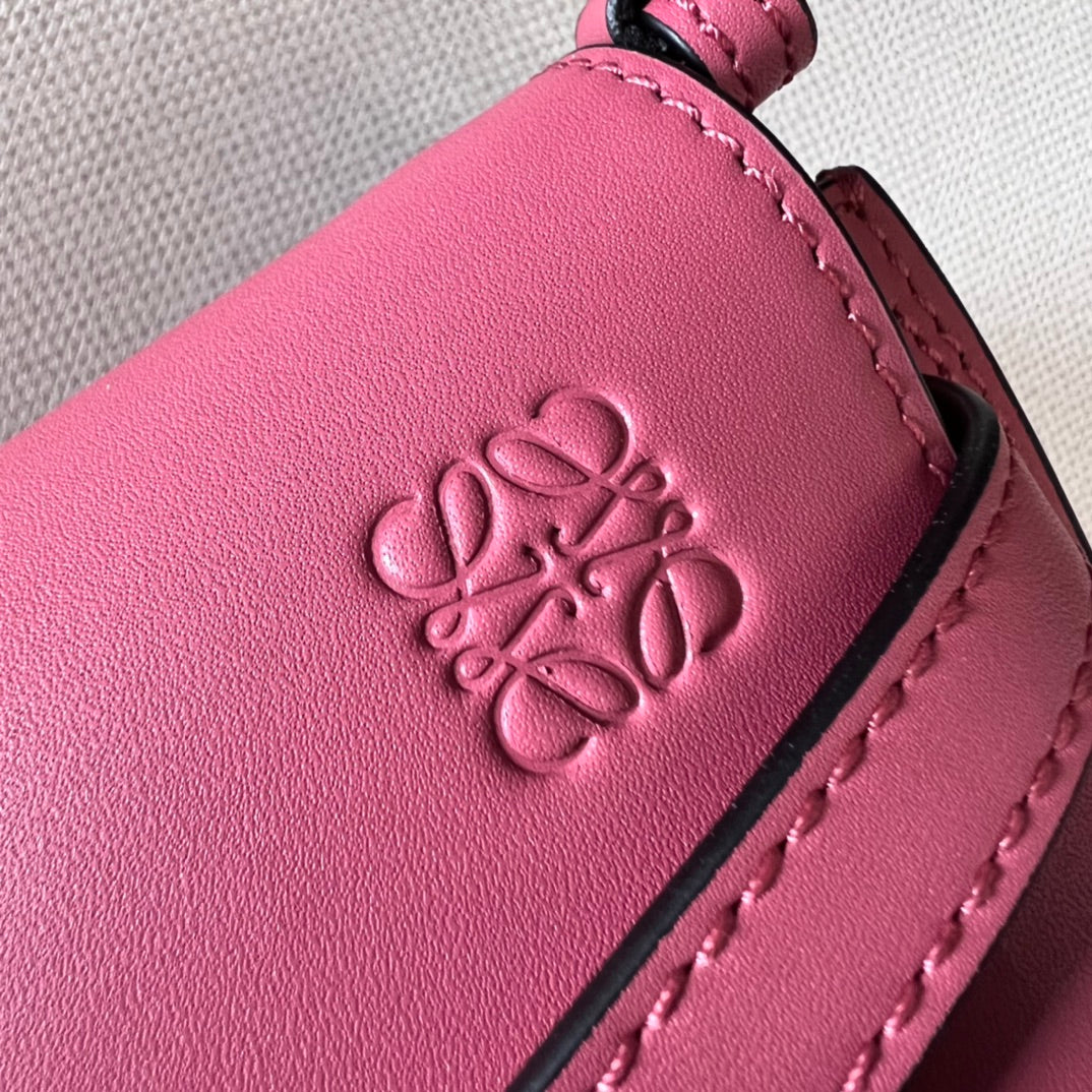 Mini Gate Dual bag in soft calfskin and jacquard pink smooth caflskin