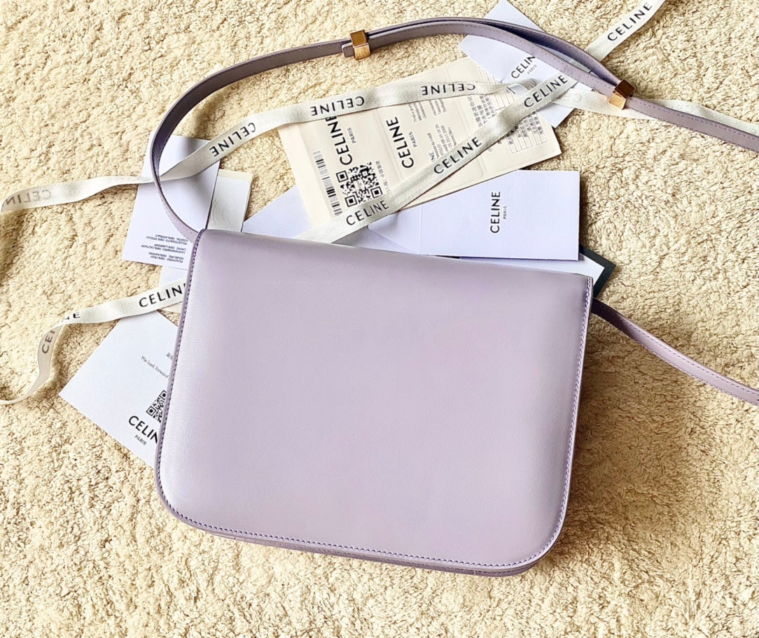 CELINE MEDIUM CLASSIQUE BAG 24CM LIGHT PURPLE CALFSKIN