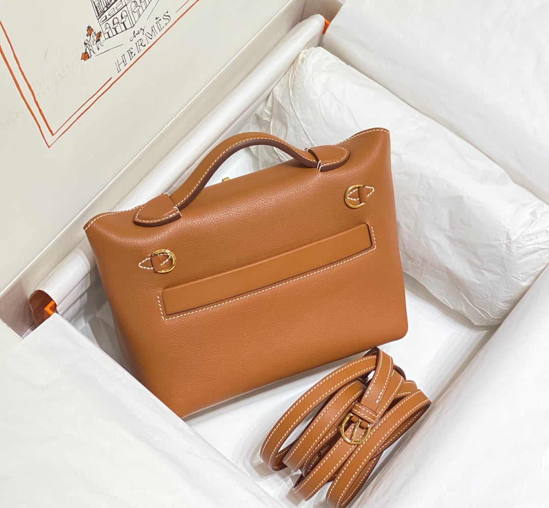 Hermes Bag Brown with Gold Buckle Calfkin 250264