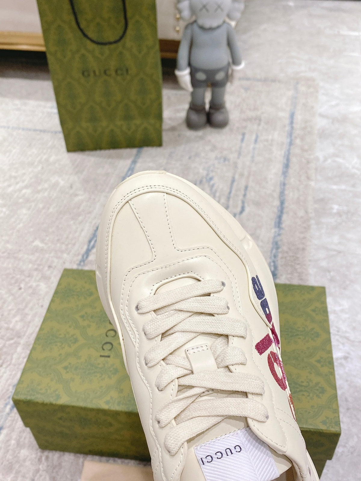 Gucci 2026 Rhyton Sneakers Ivory Cowhide With Love Parade Motif 988668
