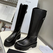 Celine 2026 Bulky Buckle High Boots 50mm Black Calfskin 948174
