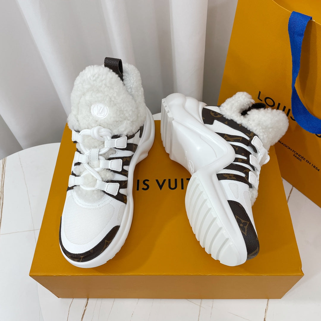LV Archlight Sneaker White Mix Dark Brown Monogram Fabric