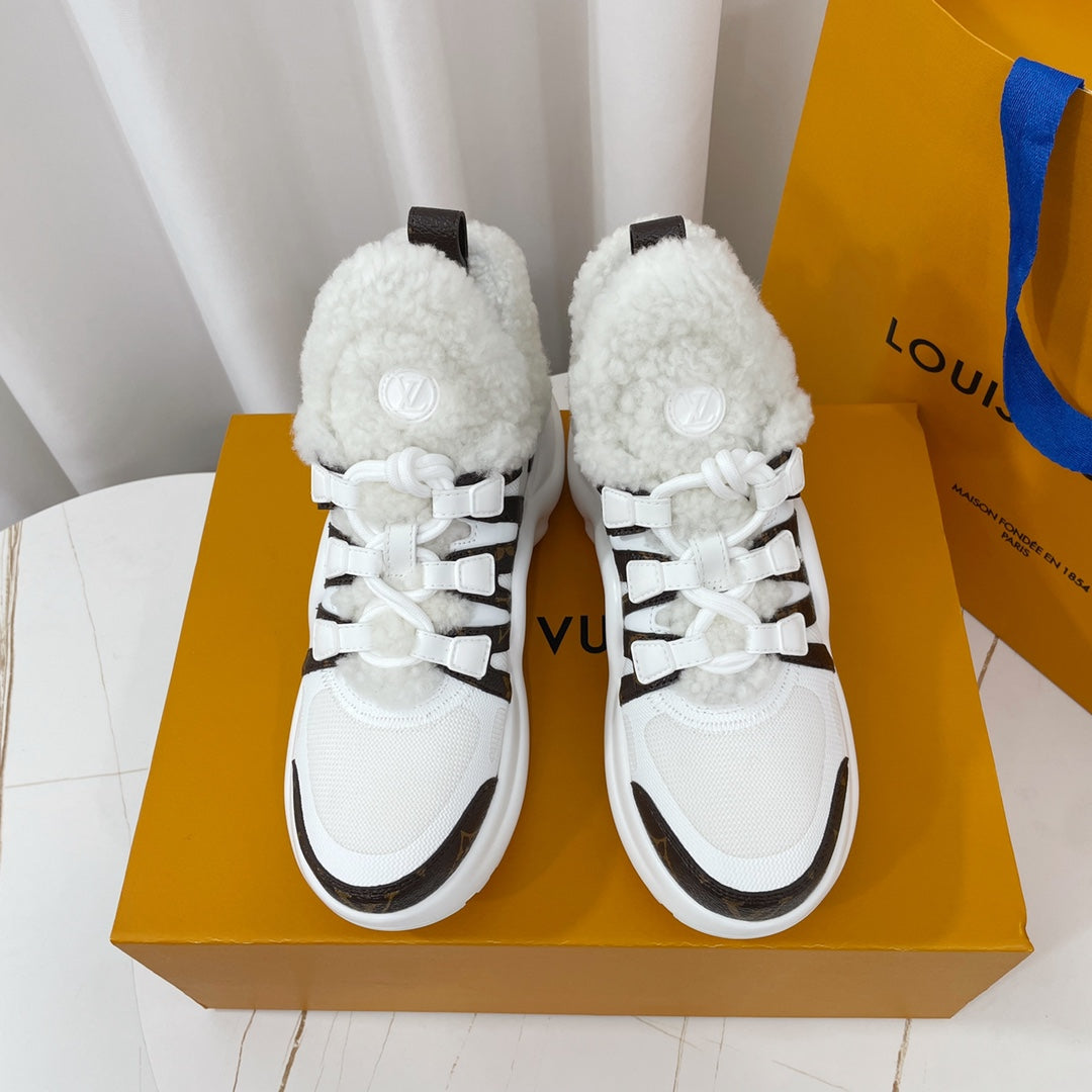 LV Archlight Sneaker White Mix Dark Brown Monogram Fabric