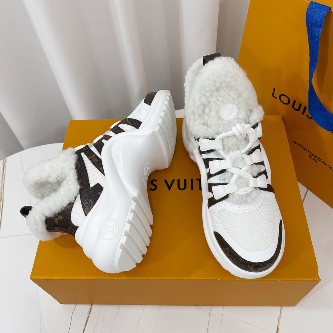 LV Archlight Sneaker White Mix Dark Brown Monogram Fabric