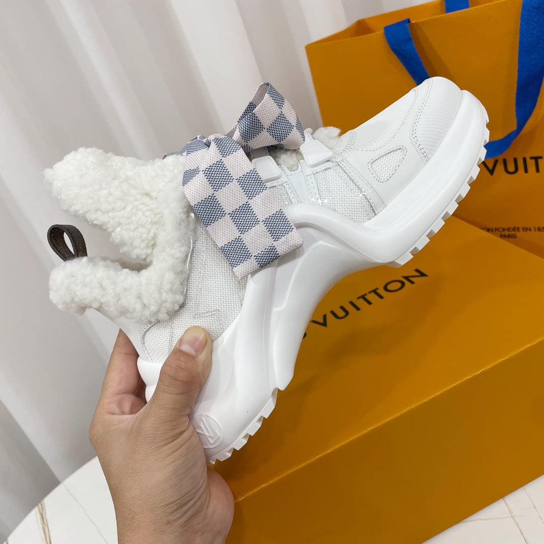 LV Archlight Sneaker White Plaid Bow Tie Lambskin