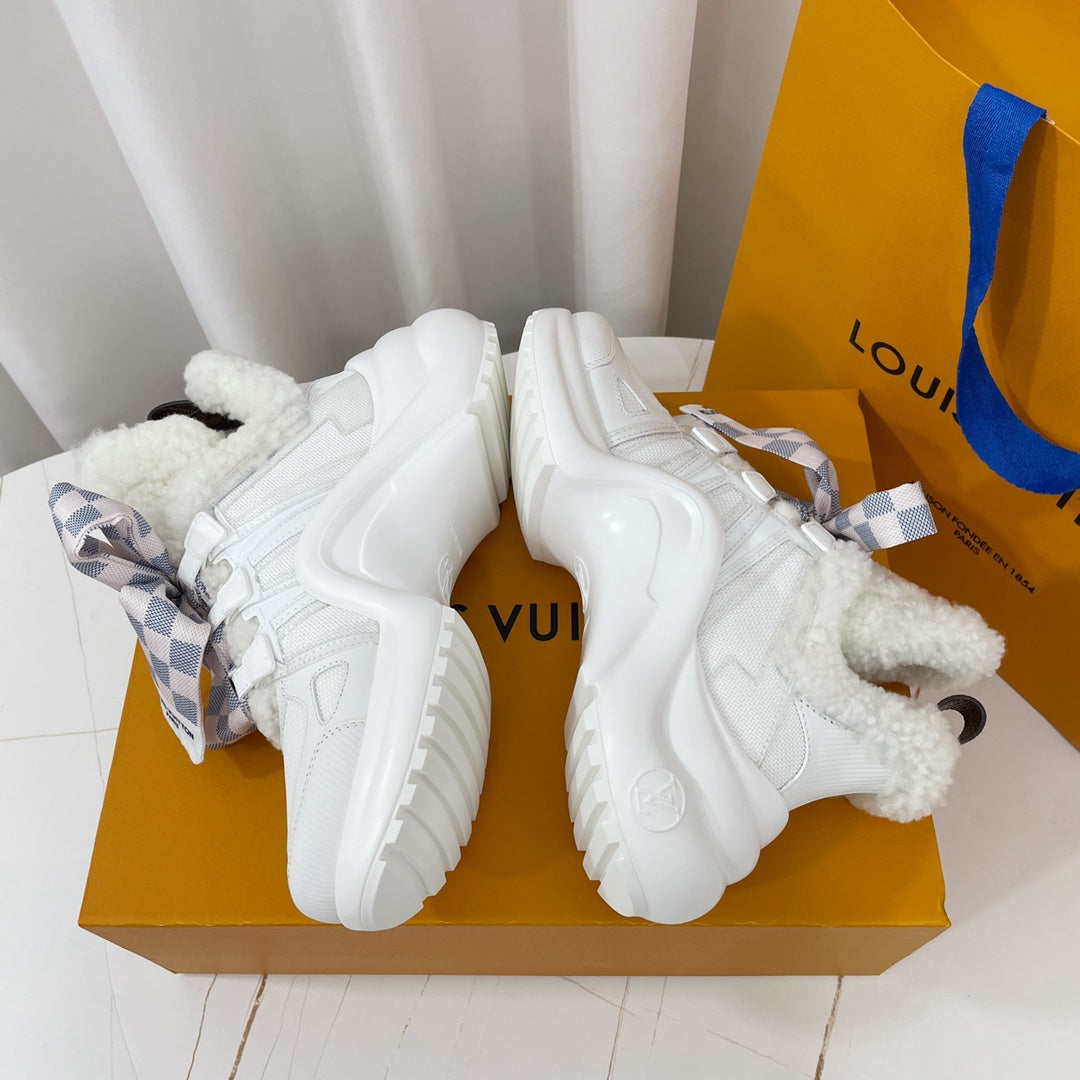 LV Archlight Sneaker White Plaid Bow Tie Lambskin