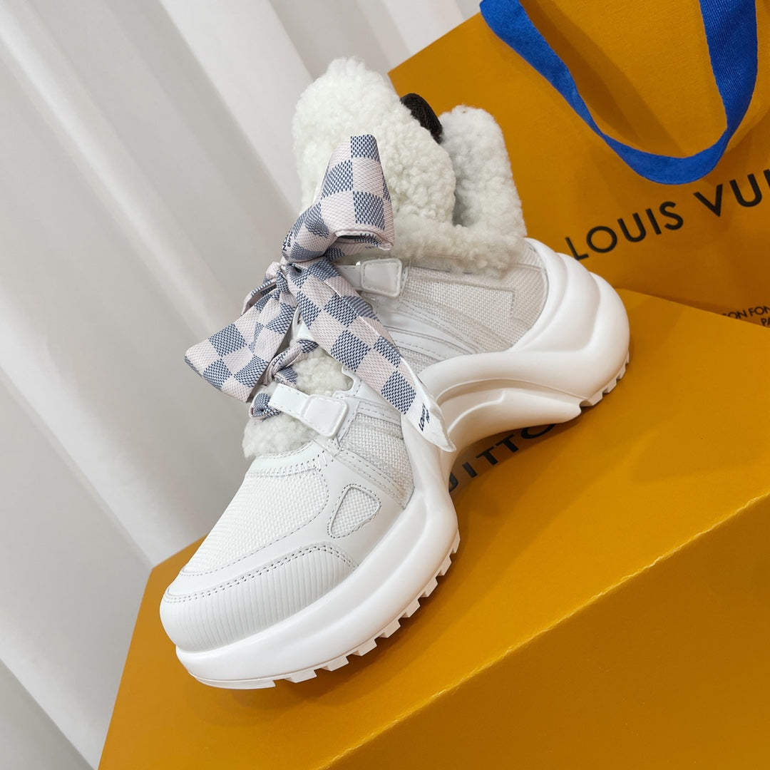 LV Archlight Sneaker White Plaid Bow Tie Lambskin