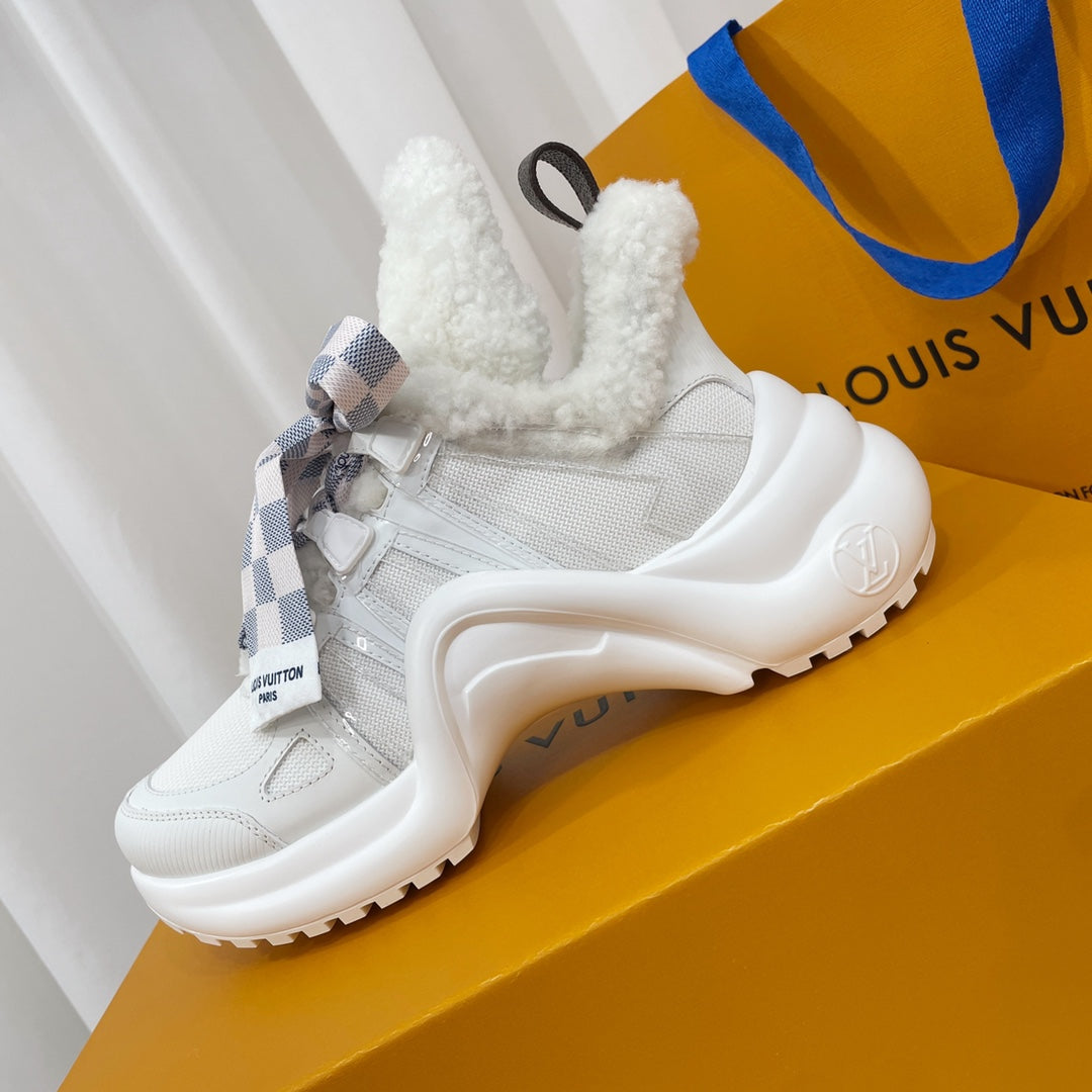 LV Archlight Sneaker White Plaid Bow Tie Lambskin