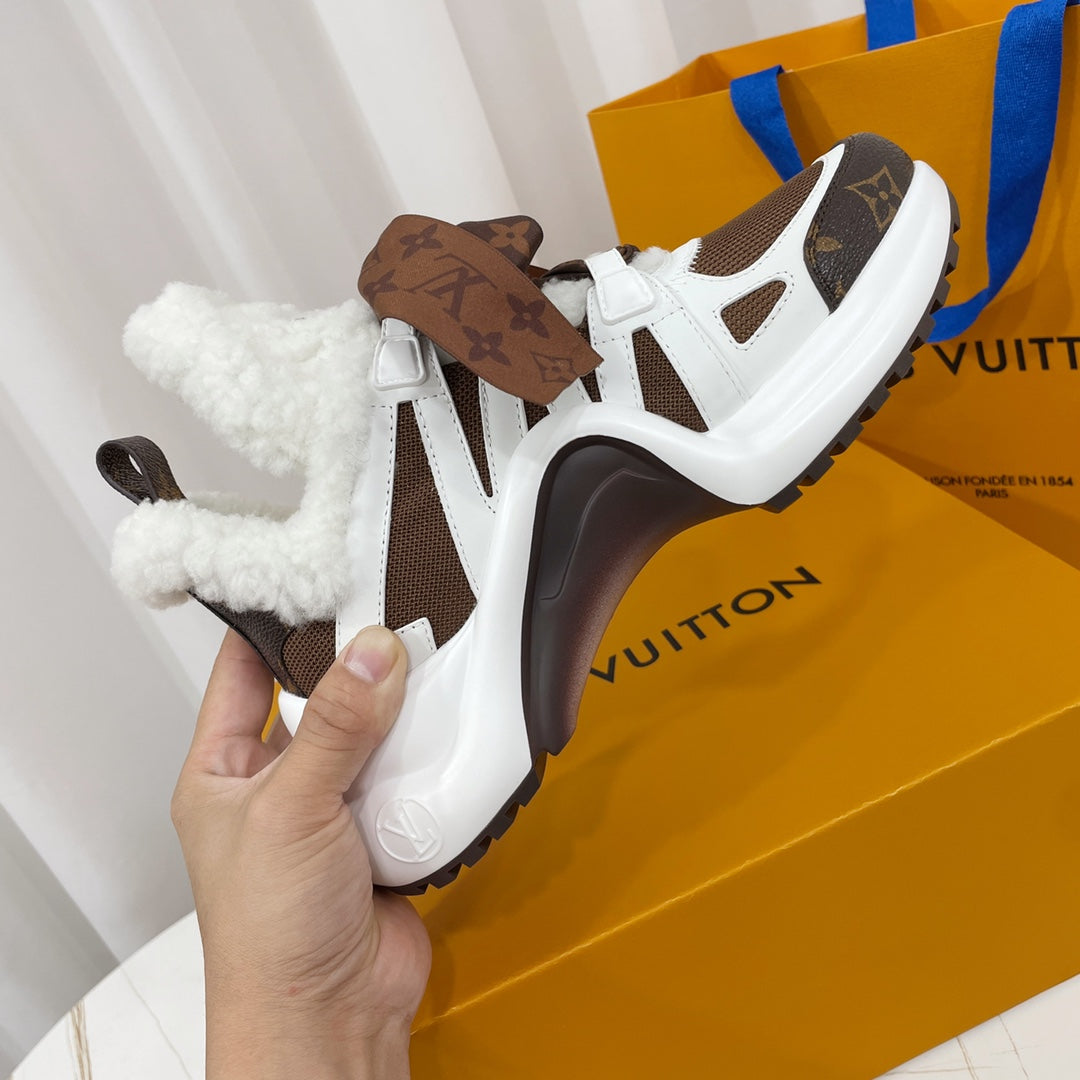 LV Archlight Sneaker White Mix Brown Monogram Bow Tie Lambskin